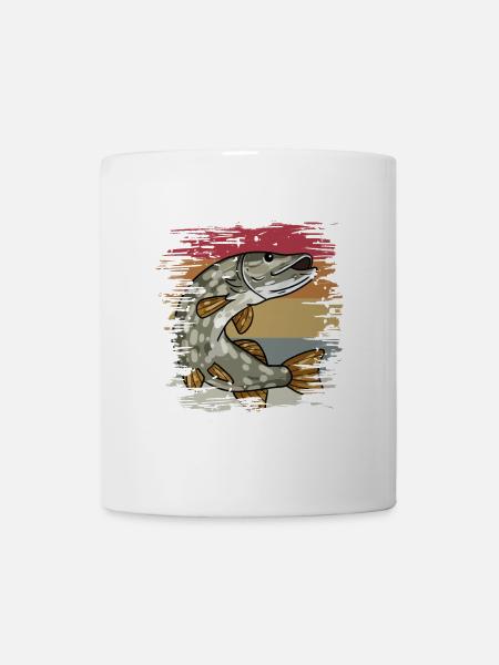 Hecht Angeln Retro - Tasse - Weiß
