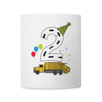 2. Geburtstag Muldenkipper Müllwagen - Tasse - Weiß - Vorne