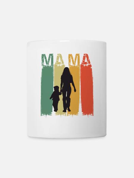 Silhouette de maman aux couleurs rétro Design Fête des mères - Mug blanc - blanc