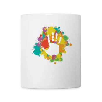 Bunte Handabdrücke Kinder Familie Kunst Hand Spaß - Tasse - Weiß - Vorne