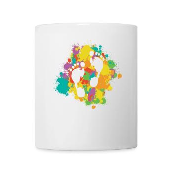 Bunte Fußabdrücke Kinder Familie Kunst Fuß Spaß - Tasse - Weiß - Vorne