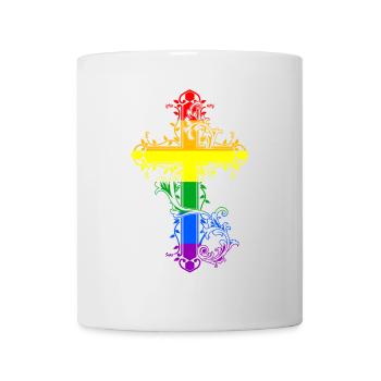 Kreuz Christentum Religion Regenbogen LGBT - Tasse - Weiß - Vorne
