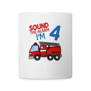 4 Jahre Geburtstag Feuerwehr Feuerwehrauto - Tasse - Weiß - Vorne