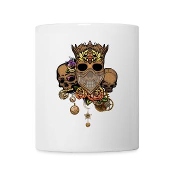Steampunk skulls with flowers - Mug - white - Front