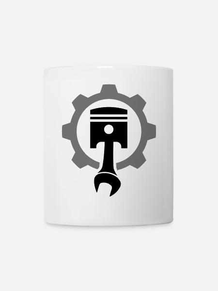 Motor Kolben Getriebezahnrad - Tasse - Weiß
