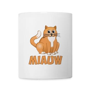 The seated cat above the word meow - Mug - white - Front