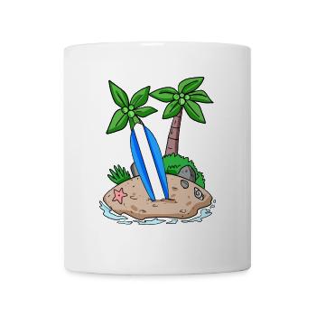 Insel mit Surfbrett - Tasse - Weiß - Vorne