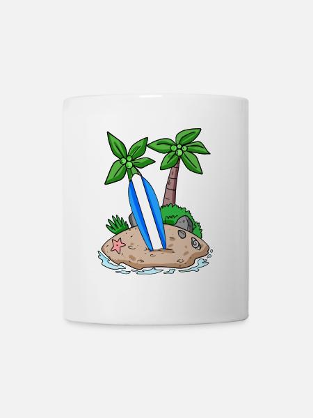 Insel mit Surfbrett - Tasse - Weiß