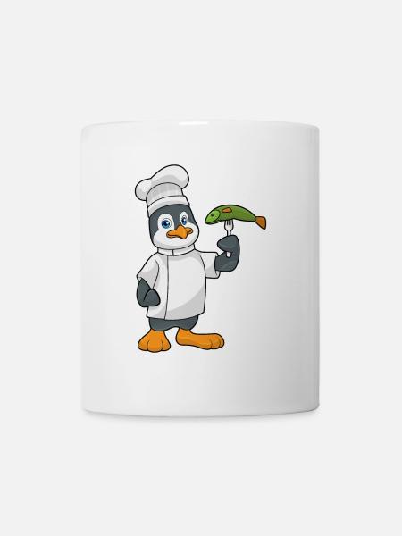 Pinguin Koch Fisch Kochen - Tasse - Weiß