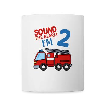 2 pompiers pour leur 2ème cadeau d'anniversaire - Mug blanc - blanc - Devant