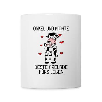 Onkel Nichte Familie Spruch Kuh Baby - Tasse - Weiß - Vorne