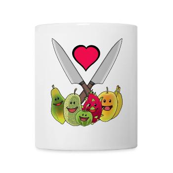 Küchenmesser Vegetarisch Früchte exotisch Obst - Tasse - Weiß - Vorne