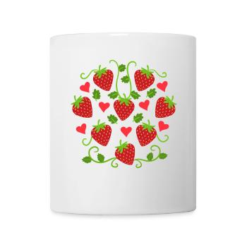 Erdbeeren Erdbeere Obst - Tasse - Weiß - Vorne