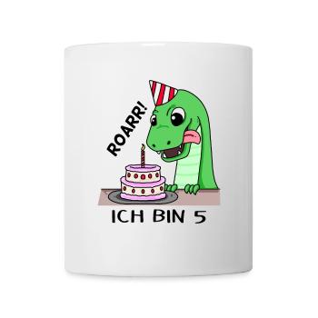5. Geburtstag Dino Geburtstag Ich bin 5 - Tasse - Weiß - Vorne