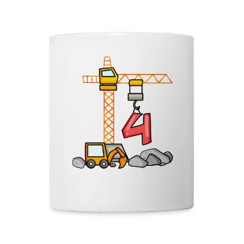 Bagger T-Shirt 4. Geburtstag 4 Jahre Jungen Shirt - Tasse - Weiß - Vorne
