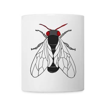 Roter Augen Fliege mit Weißen Flügeln - Tasse - Weiß - Vorne