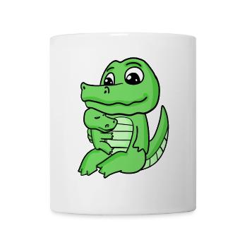 Famille crocodile - Crocodile avec bébé - Crocodile - Mug blanc - blanc - Devant