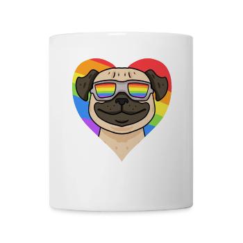 Mops coeur arc-en-ciel - Mug blanc - blanc - Devant