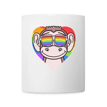 Cœur LGBT avec singe arc-en-ciel - Mug blanc - blanc - Devant