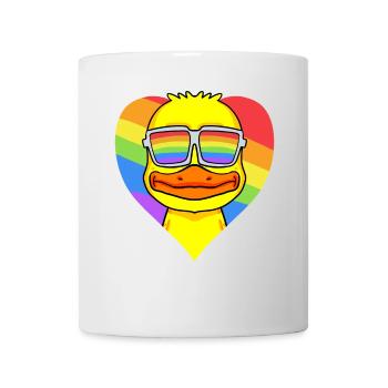 LGBT coeur avec l’arc-en-ciel canard - Mug blanc - blanc - Devant