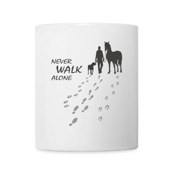 Never walk alone - Hund Pferd Reiter gemeinsam - Tasse - Weiß - Vorne
