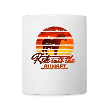 Pferde Sonnenuntergang Vintage Reiten - Tasse - Weiß - Vorne