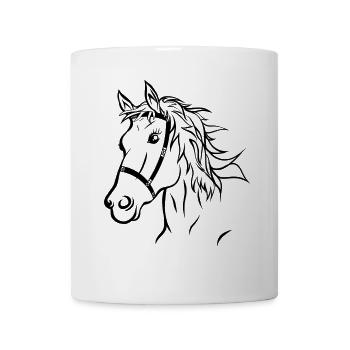Tête de cheval silhouette cheval équitation cadeau - Mug blanc - blanc - Devant