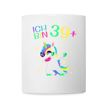 Ich bin 39 Plus 40. Geburtstag Einhorn Geschenk - Tasse - Weiß - Vorne