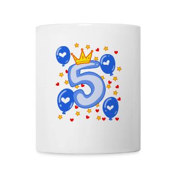 5ème Anniversaire Jeunes Ballons Couronne Étoiles - Mug blanc - blanc - Devant