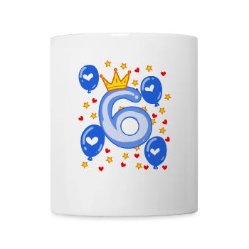 6ème anniversaire jeunes ballons de couronne étoiles - Mug blanc - blanc - Devant
