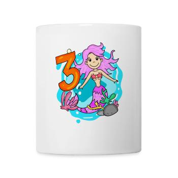 3 Jahre - Meerjungfrau - 3. Geburtstag Mädchen - Tasse - Weiß - Vorne