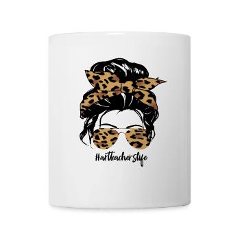 Leopard Print Hair Bow & Sunglasses - Mug - white - Front