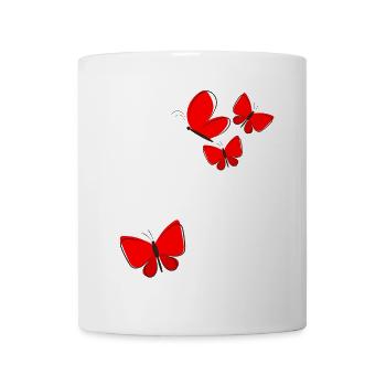 Cadre papillon en forme de fleurs en forme de cœur - Mug blanc - blanc - Devant