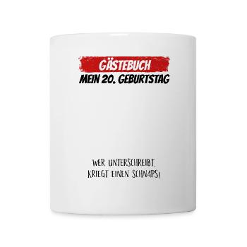 Gästebuch 20. Geburtstag Gästeliste 20 Jahre - Tasse - Weiß - Vorne