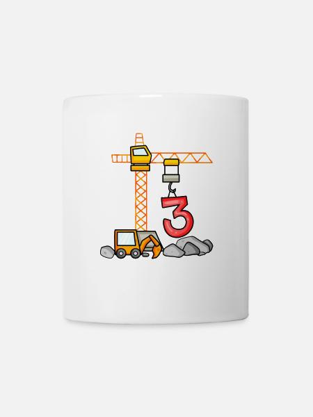 Excavator T-Shirt 3rd Birthday 3 Years Boy Shirt - Mug - white