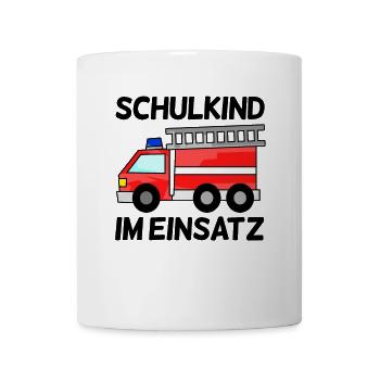 Einschulung Feuerwehr Jungen Schulkind Geschenk - Tasse - Weiß - Vorne