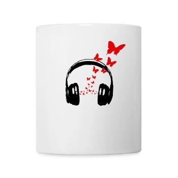 Kopfhörer Musik Streetart Style mit Schmetterling - Tasse - Weiß - Vorne
