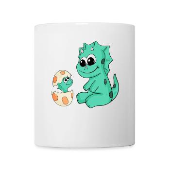 Dinosaurier mit Baby Dinosaurier - Tasse - Weiß - Vorne