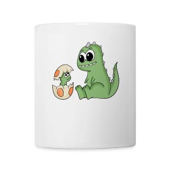 Dinosaurier mit Baby Dinosaurier - Tasse - Weiß - Vorne