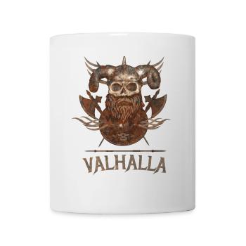 Wikingerschädel mit Bart Axt und Schild - Tasse - Weiß - Vorne