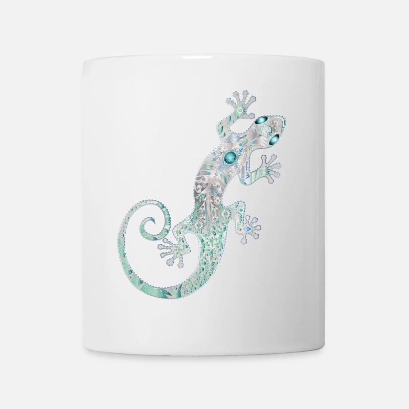 Ethno gecko d’argent et turquoise - Mug blanc - blanc