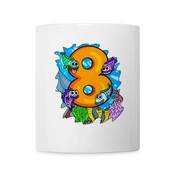 8 Jahre alt - 8. Geburtstag - Fische im Ozean - Tasse - Weiß - Vorne