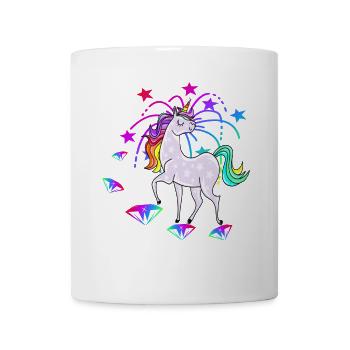 Einhorn Sterne Glitzer Regenbogen - Tasse - Weiß - Vorne
