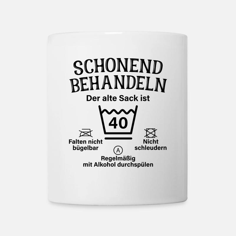 Schonend Behandeln Sack Geschenk 40. Geburtstag - Tasse - Weiß