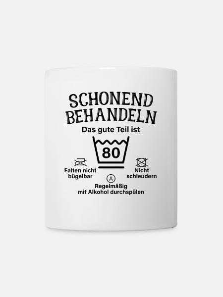 Schonend Behandeln Männer Geschenk 80. Geburtstag - Tasse - Weiß
