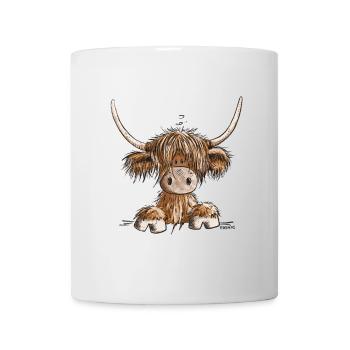Schottisches Hochlandrind I Highland Cattle Kuh - Tasse - Weiß - Vorne