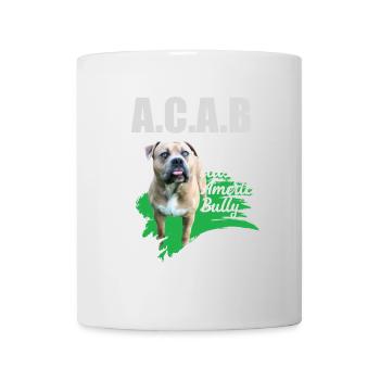 Un Bully américain classique sans oreilles amarrées ACAB - Mug blanc - blanc - Devant