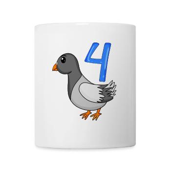4 Jahre alt - 4. Geburtstag - Taube Vogel Motiv - Tasse - Weiß - Vorne