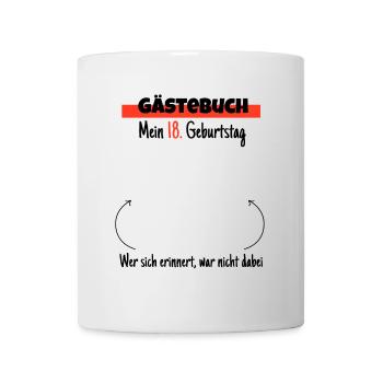 18. Geburtstag Gästebuch - Tasse - Weiß - Vorne