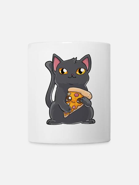 Katze Pizza - Tasse - Weiß